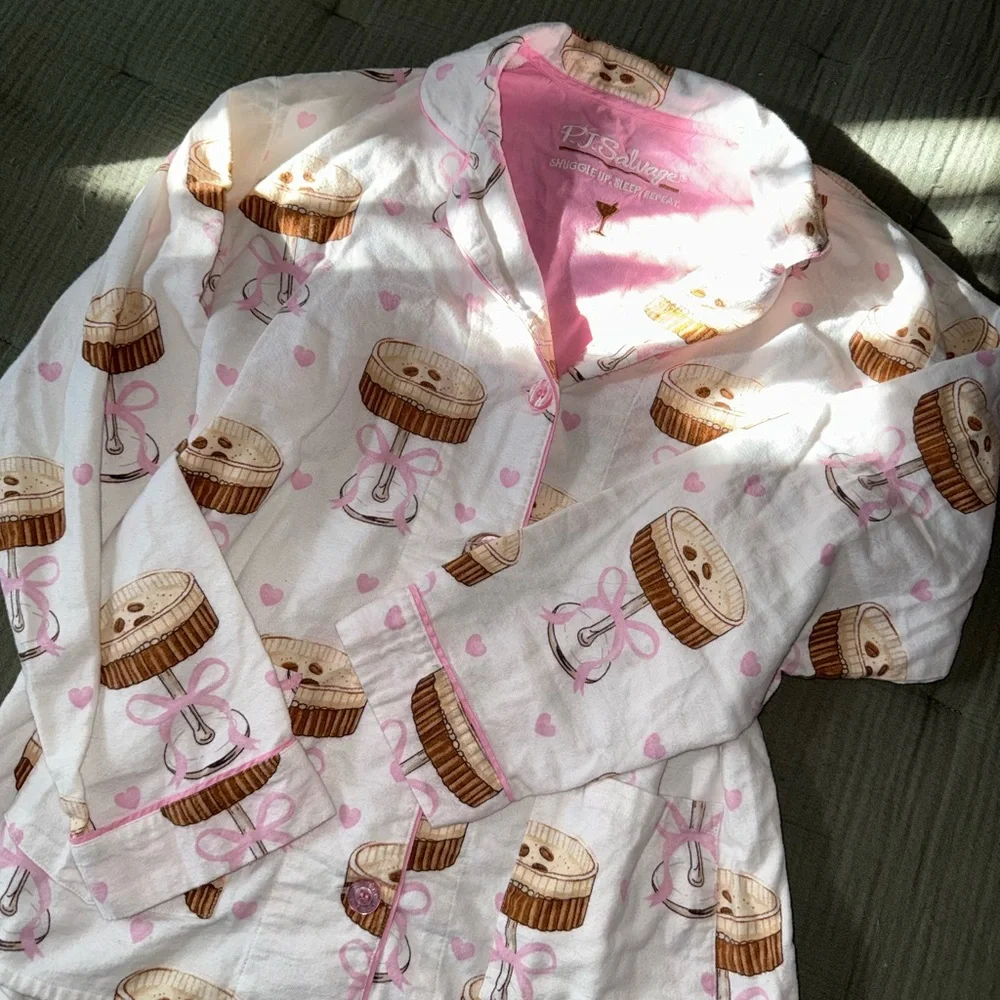 PJ Salvage Pink and White Espresso Martini Pajama Set - Picture 10 of 11